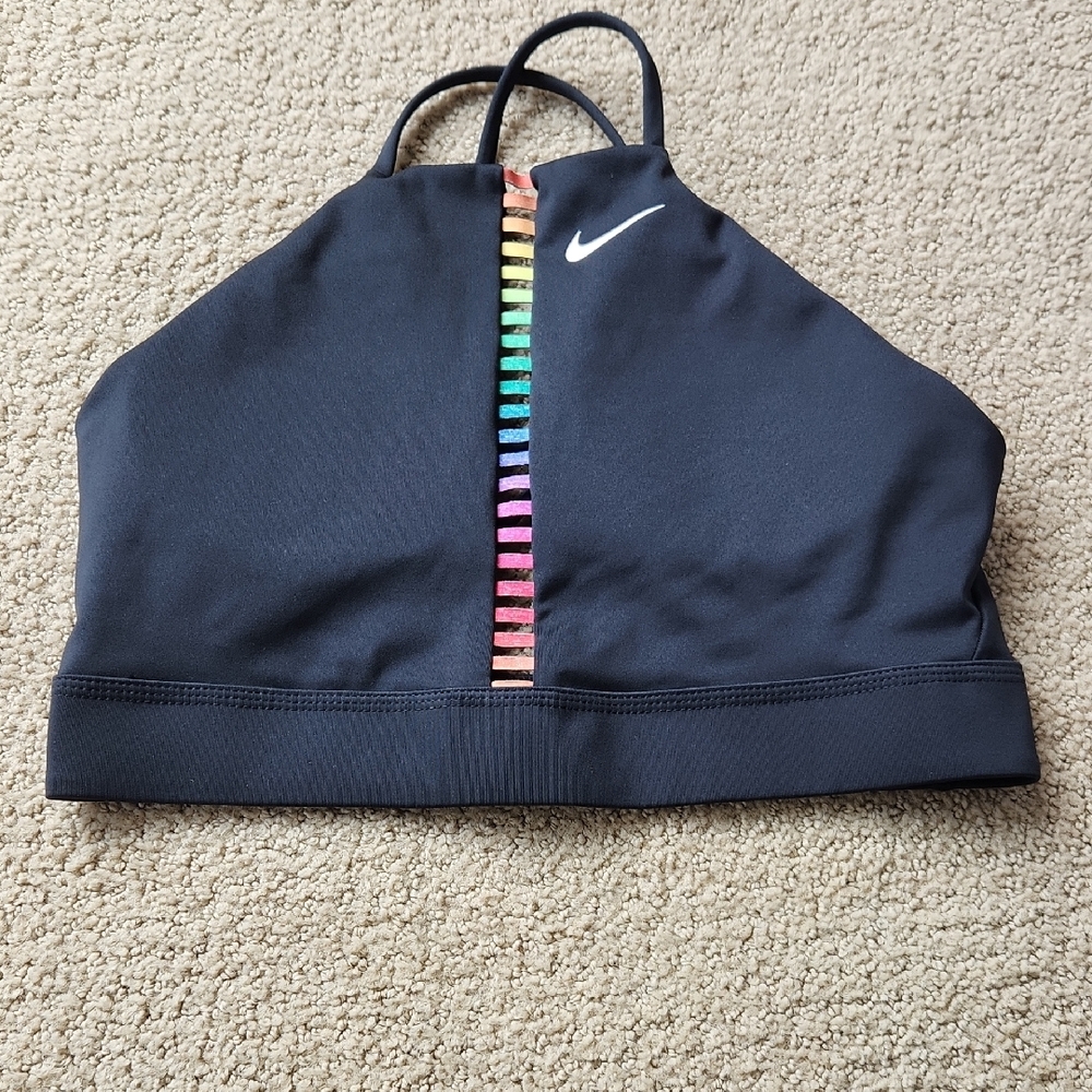 Nike Black Sports Bra with Rainbow Accent